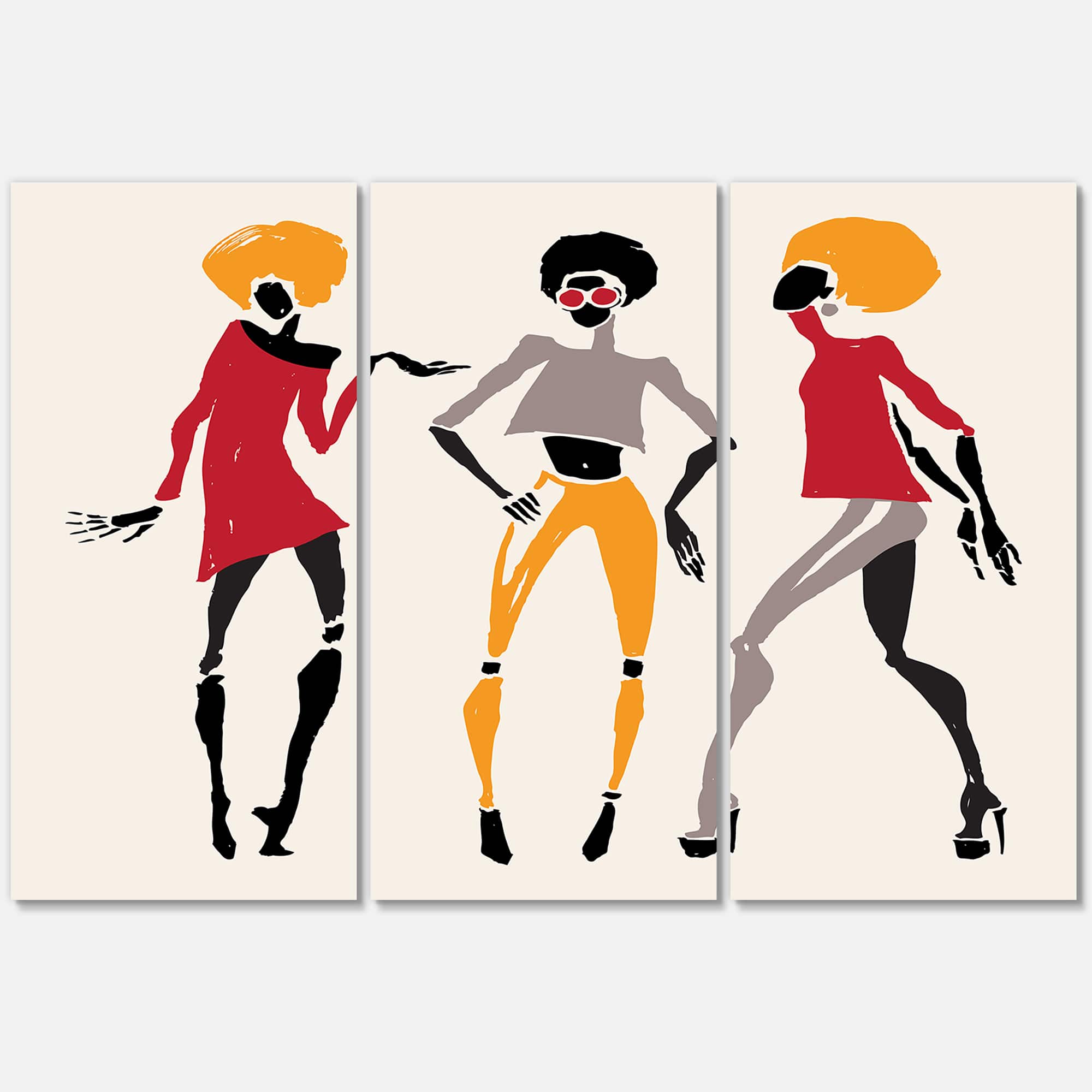 Designart - African American Women Silhouettes I - Modern Canvas Wall Art Print